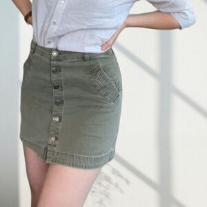 Abercrombie & Fitch Olive Green Military Button Down Mini Skirt 2